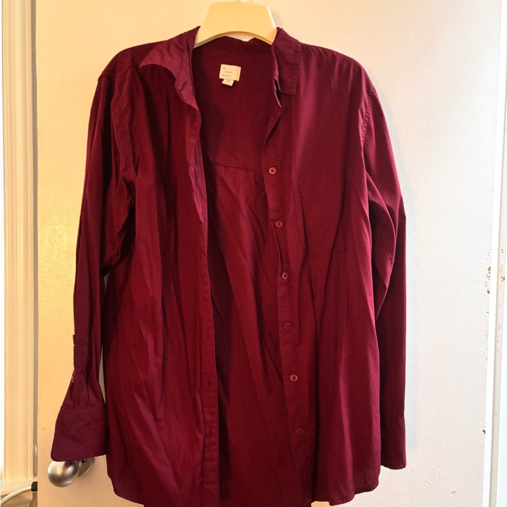 Target Women's Burgundy Button-Down Shirt